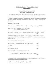 C360 Introductory Physical Chemistry Problem Set 2
