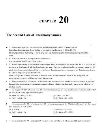 CHAPTER 20 The Second Law of Thermodynamics