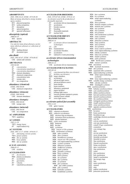 inis/etde thesaurus - IAEA