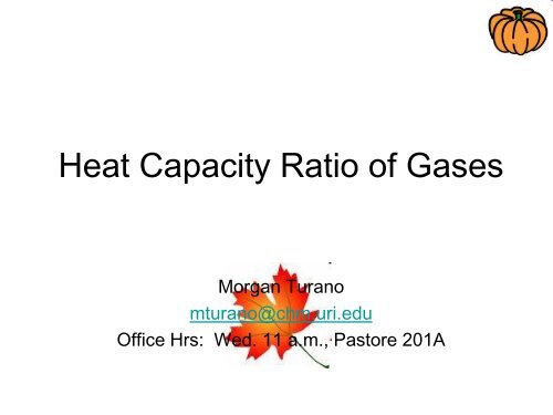 Experiment 3 Heat Capacity Ratio of Gases
