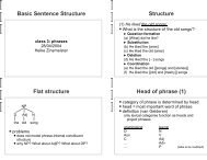 Basic Sentence Structure Structure Flat structure Head of phrase (1)