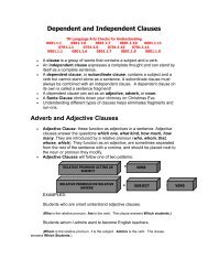 Dependent and Independent Clauses Adverb and Adjective Clauses