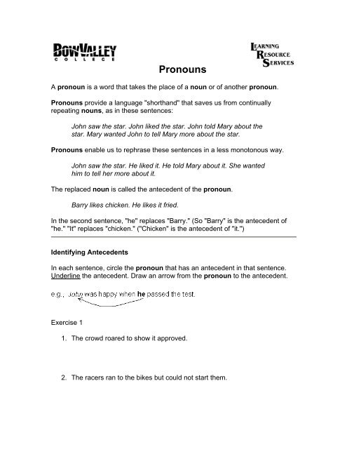 Pronouns - Bow Valley College