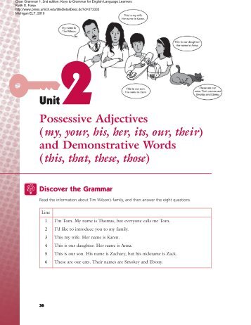 Unit 2: Possessive Adjectives and Demonstrative - The University of ...