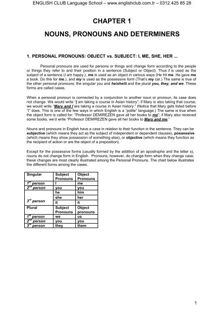 chapter 1 nouns, pronouns and determiners - English Anchor