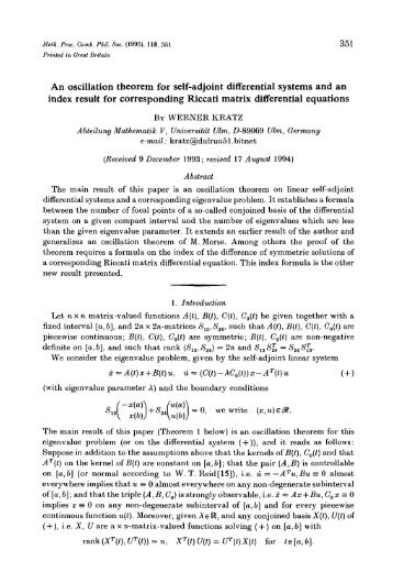 An oscillation theorem for self-adjoint differential systems and an ...