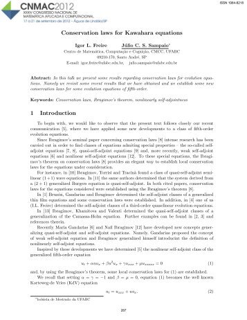 Conservation laws for Kawahara equations 1 Introduction - SBMAC