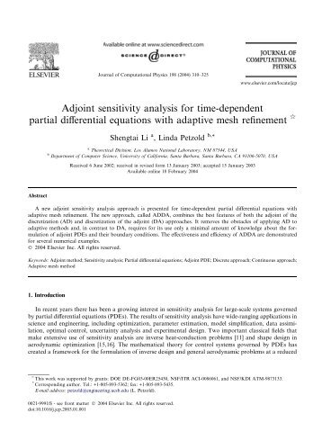 Adjoint sensitivity analysis for time-dependent partial differential ...