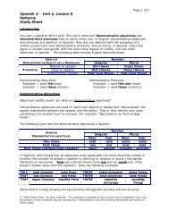 Spanish 3 – Unit 2, Lesson 8 Patterns Study Sheet