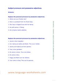 Subject pronouns and possessive adjectives. - Language worksheets