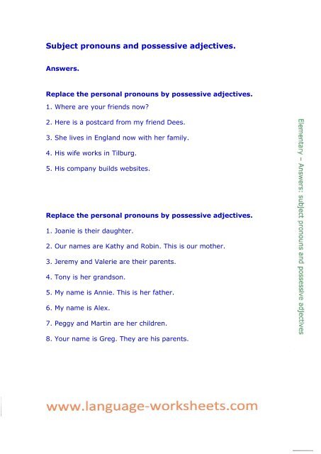 Spanish Possessive Adjectives Worksheet Worksheets For Kindergarten Spanish Possessive Adjectives Worksheet Worksheets For Kindergarten