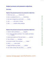 Subject pronouns and possessive adjectives. - Language worksheets