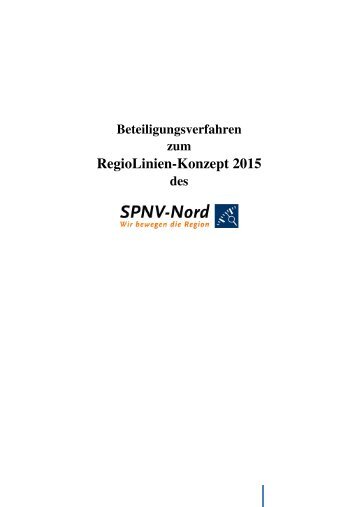 RegioLinien-Konzept 2015 - Zweckverband SPNV-Nord