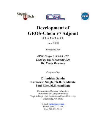 Development of GEOS-Chem v7 Adjoint - People - Virginia Tech