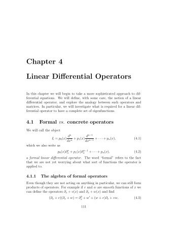 Chapter 4 Linear Differential Operators