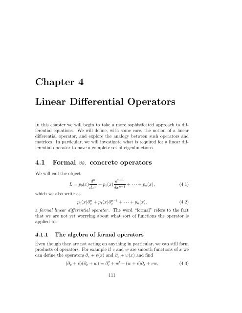 Chapter 4 Linear Differential Operators