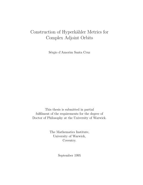 Construction of Hyperkähler Metrics for Complex Adjoint Orbits