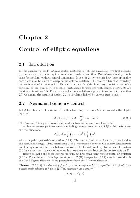 Optimal Control of Partial Differential Equations