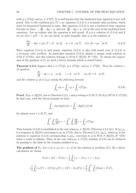 Optimal Control of Partial Differential Equations