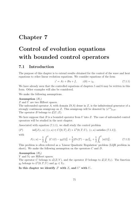 Optimal Control of Partial Differential Equations