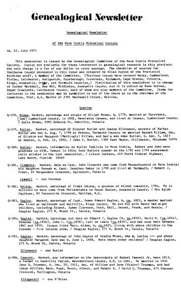 no. 12, July 1975 - Genealogical Association of Nova Scotia