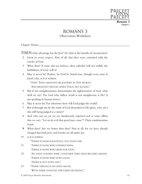 Romans - Bible Study - Precept Ministries