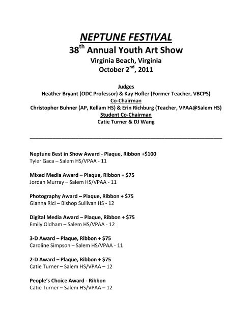 2011 Youth Art Show - Neptune Festival