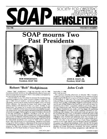 SOAP mourns Two Past Presidents - Society for Obstetric ...