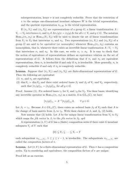 MAT 445/1196 - INTRODUCTION TO REPRESENTATION THEORY ...