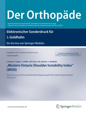 „Western Ontario Shoulder Instability Index“ (WOSI) - RehaClinic