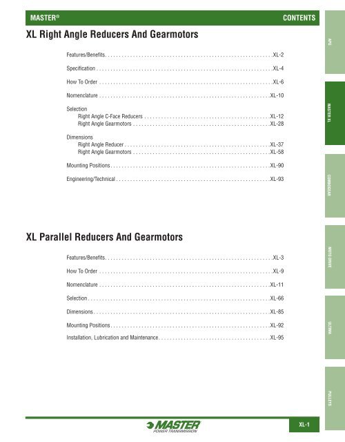 XL Right Angle Reducer Master Power Transmission