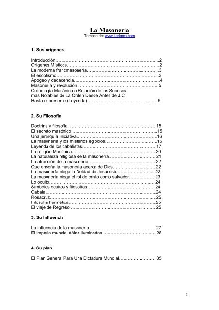 1MASONERIA: SUS ORIGENES - Atalayas en Acción