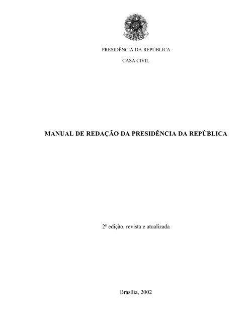 MANUAL DE REDAÇÃO DA PRESIDÊNCIA DA REPÚBLICA