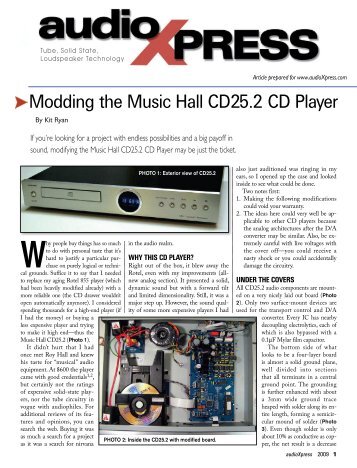 Modding the Music Hall CD25.2 CD Player - AudioAmateur