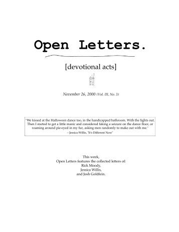 Vol. III, No. 3 - Open Letters