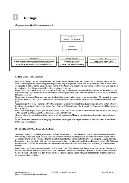 E Verfahren der internen Qualitätssicherung - Berner Reha Zentrum
