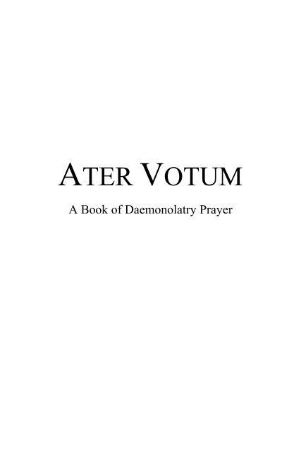 ATER VOTUM - Demonolatry