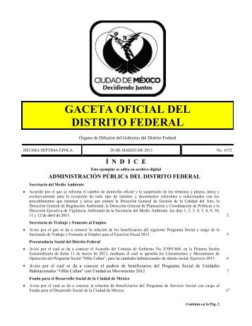 GACETA OFICIAL DEL DISTRITO FEDERAL