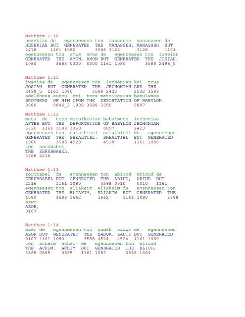 Westcott & Hort Interlinear Greek / English NT