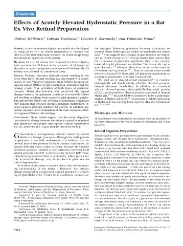 Effects of Acutely Elevated Hydrostatic Pressure in a - Investigative ...