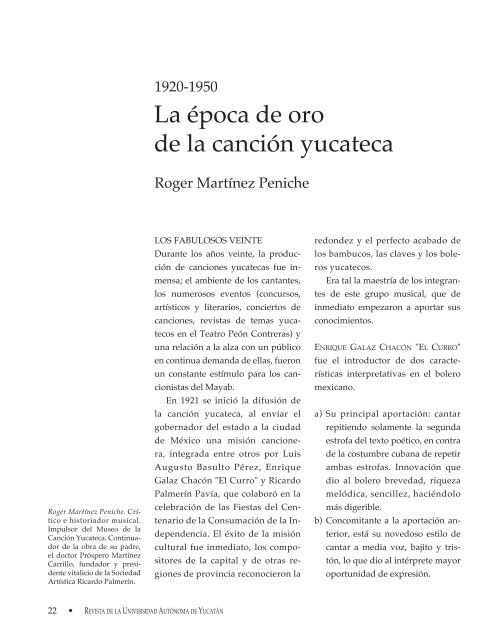 La época de oro de la canción yucateca - Universidad Autónoma de ...