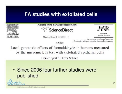 Use of nasal and buccal cells in human biomonitoring ... - Formacare