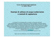 Esempi di utilizzo di acque sotterranee e metodi di captazione