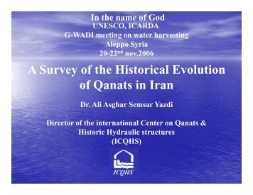 A Survey of the Historical Evolution of Qanats in Iran - G-WADI