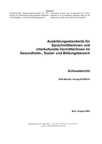 Ausbildungsstandards für SprachmittlerInnen und interkulturelle ...