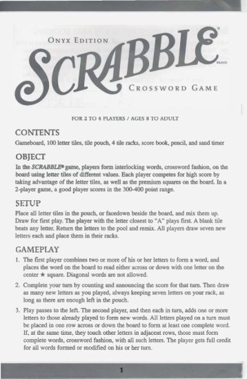 Scrabble Onyx Instructions - Hasbro