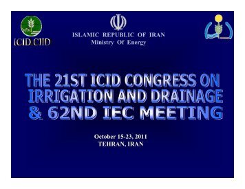 ISLAMIC REPUBLIC OF IRAN Ministry Of Energy October 15-23 ...