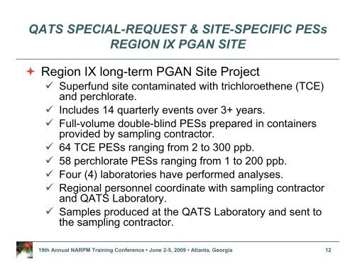 QATS SPECIAL-REQUEST & SITE-SPECIFIC PESs