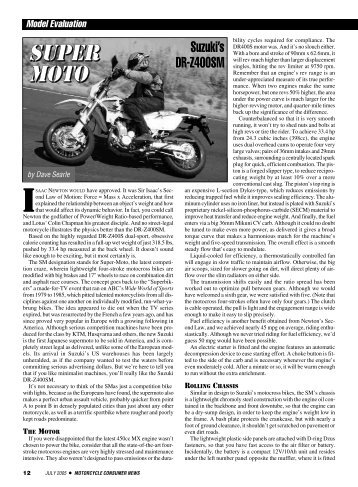 Suzuki DR-Z400SM Evaluation - Motorcycle Consumer News