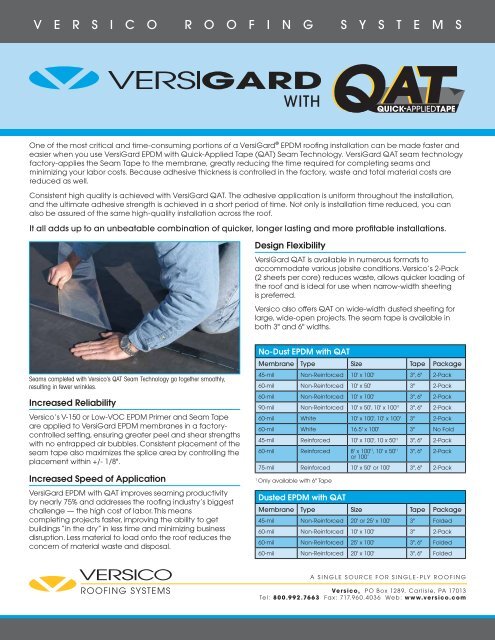 VersiGard EPDM with QAT Seam Technology